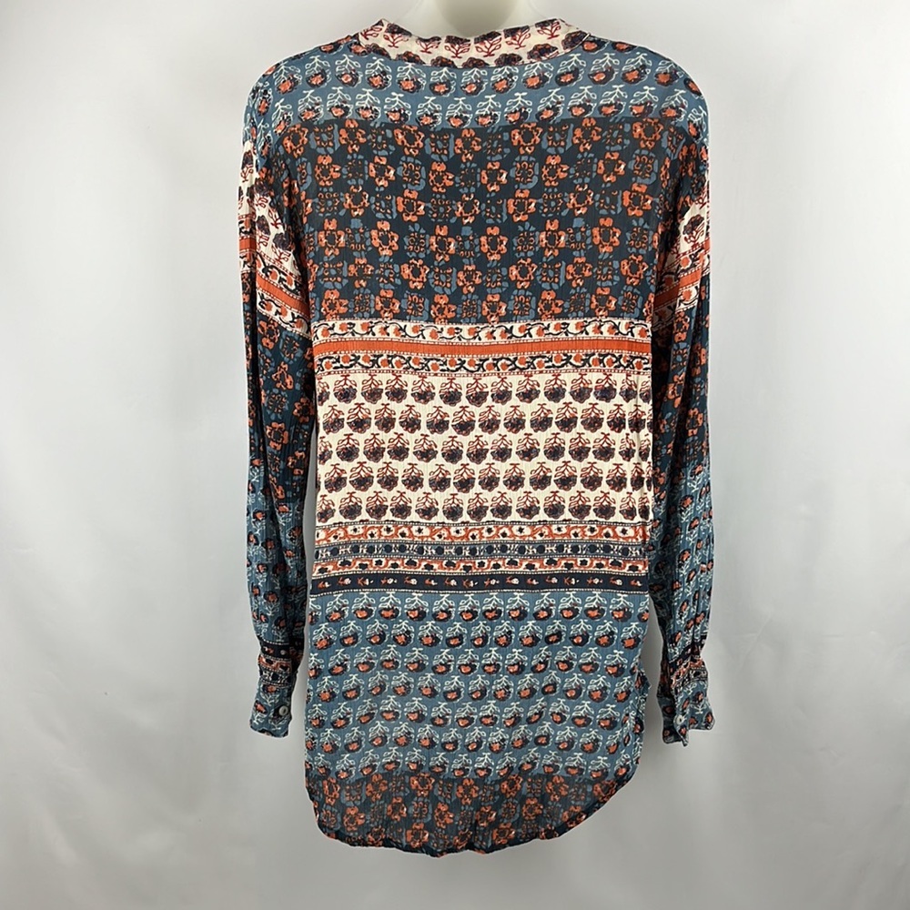 Free People Blue Patchwork Caravan Button Down To… - image 8